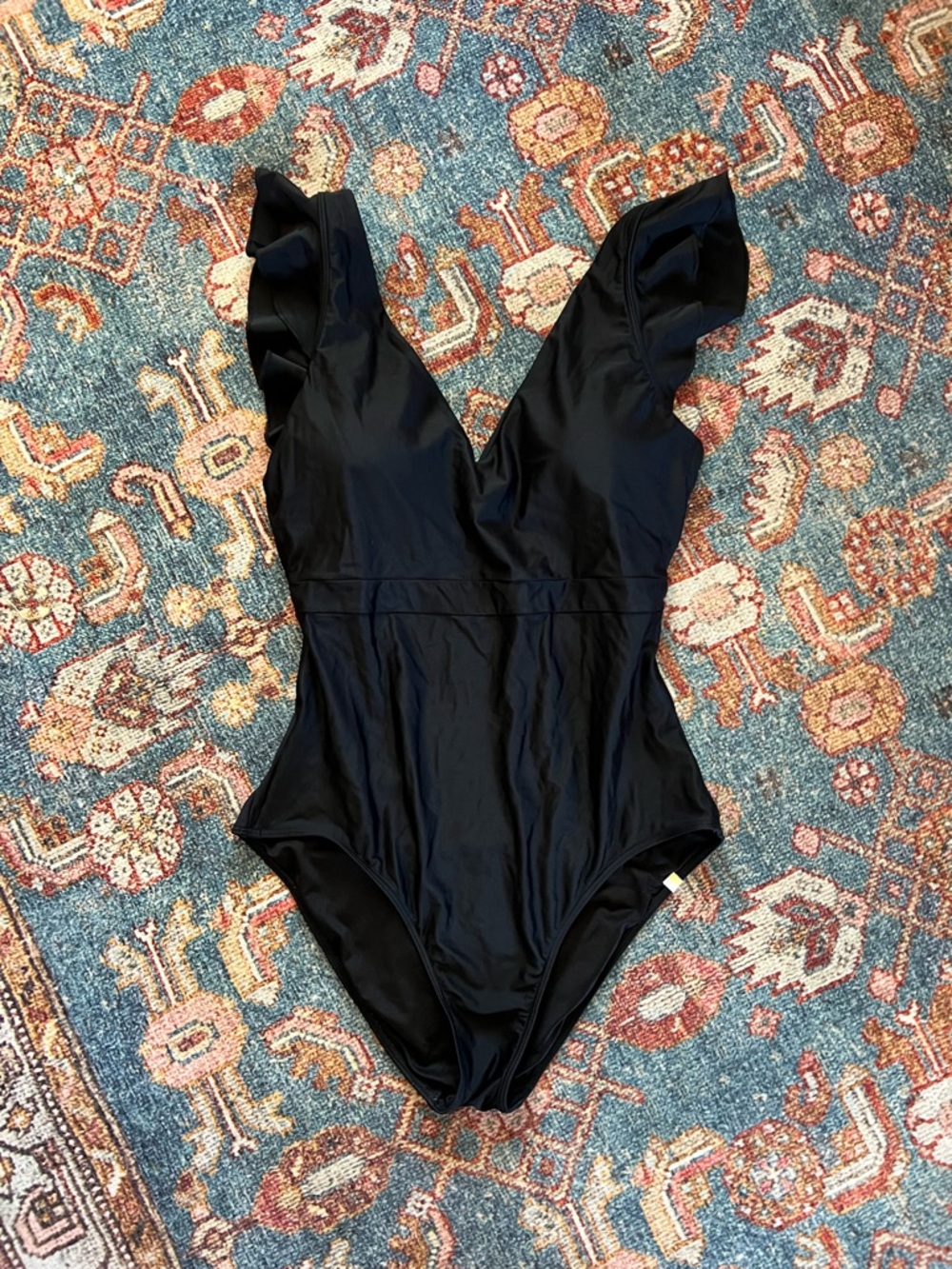 Summersalt Black Ruffle-Shoulder One-Piece Swimsuit